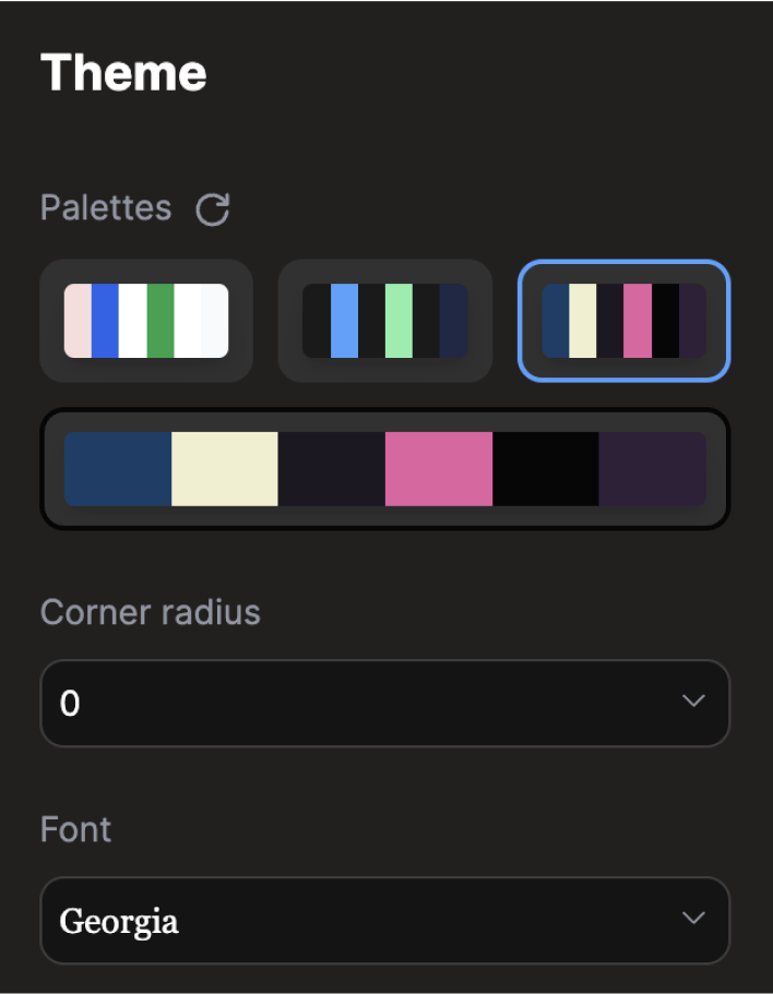 Codia's AI UI Design Generator offering advanced palette and theme capabilities for personalized design systems
